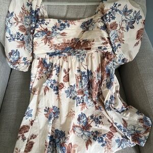 Abercrombie & Fitch Emerson Puff Sleeve Poplin Dress